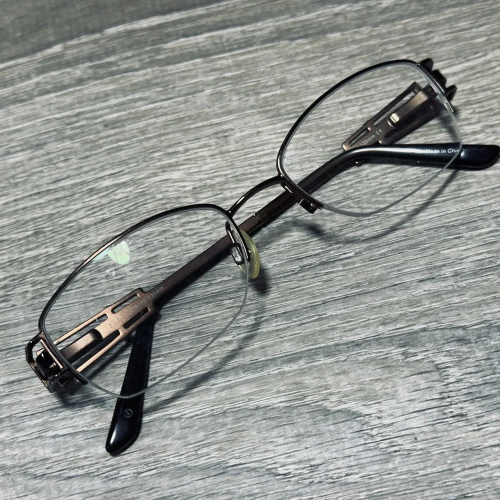 ELLE EL18779 Eyeglass Frames Womens 50-18-135 Brown Half Rim Rectangular Optical